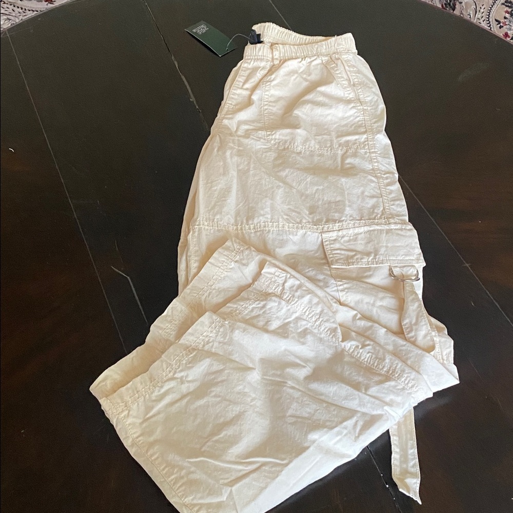 New White Cream Elastic Waist Pants
